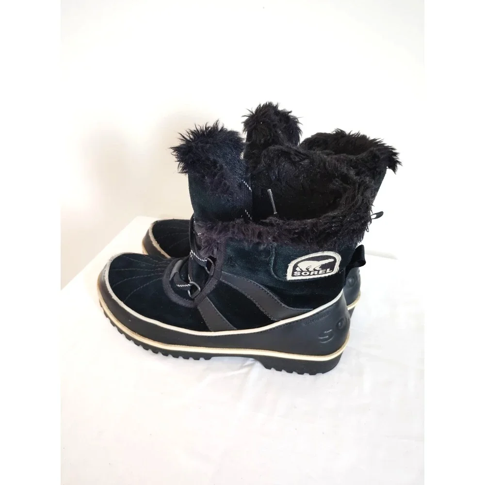 Sorel Women'7.5 Joan of Arctic Black Suede Fur Lined Waterproof Snow Winter Boot
